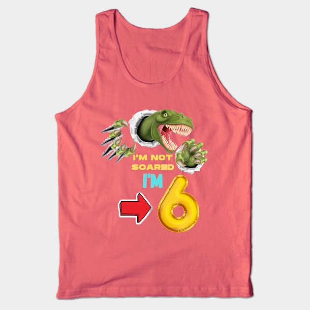 6th Birthday Dinosaur Tank Top by ALBOYZ